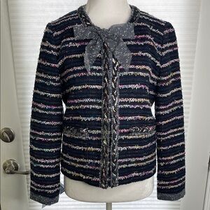 J.Crew Multicolor Tweed Jacket with bow front and sleeves
Size 4
